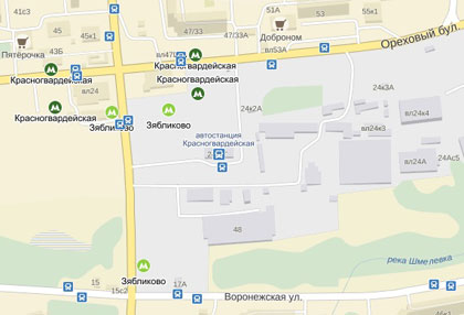 Карта расположения автостанции Красногвардейская