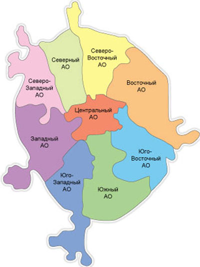 Схема всех административных округов Москвы