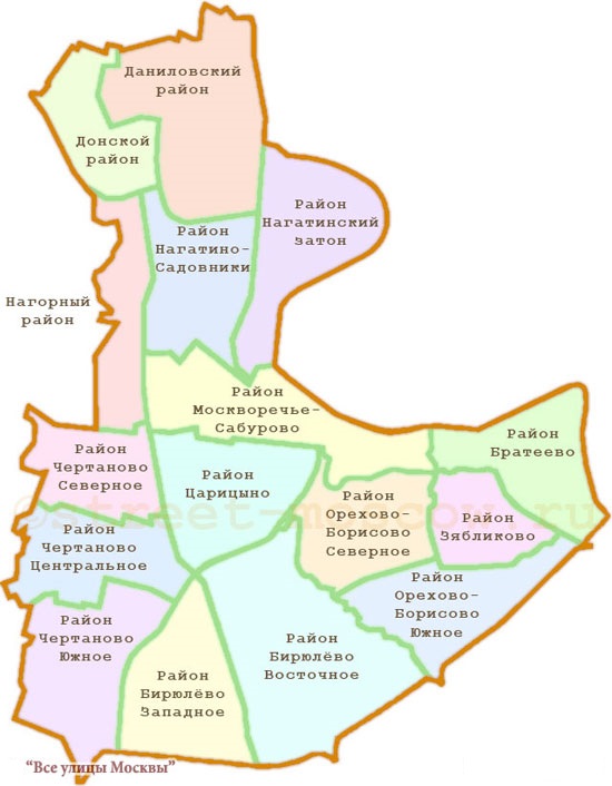 Схема Южного административного округа
