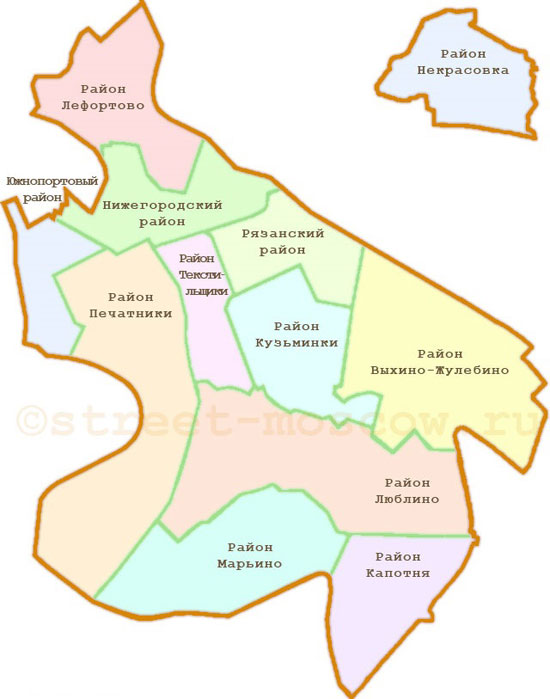Схема Юго - Восточного административного округа