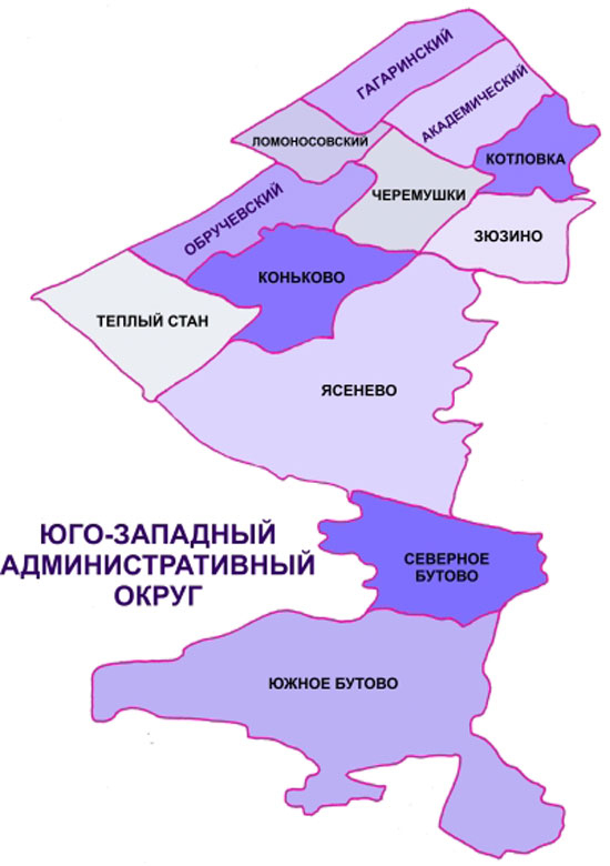 Схема Юго-Западного административного округа